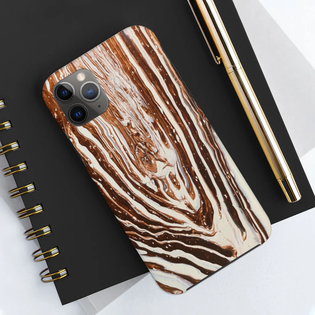 Coffee & Cream Acrylic Pour Cell Phone Case - Image 10