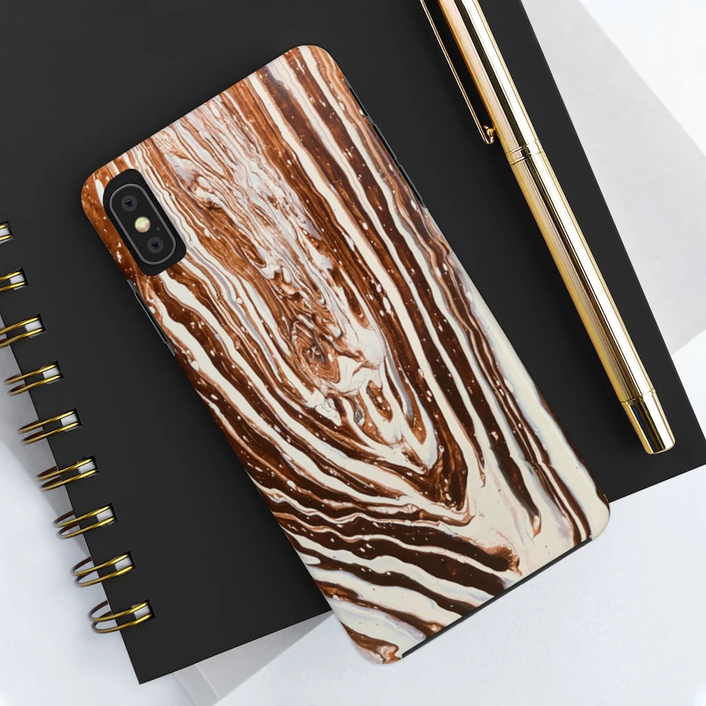 Coffee & Cream Acrylic Pour Cell Phone Case - Image 6