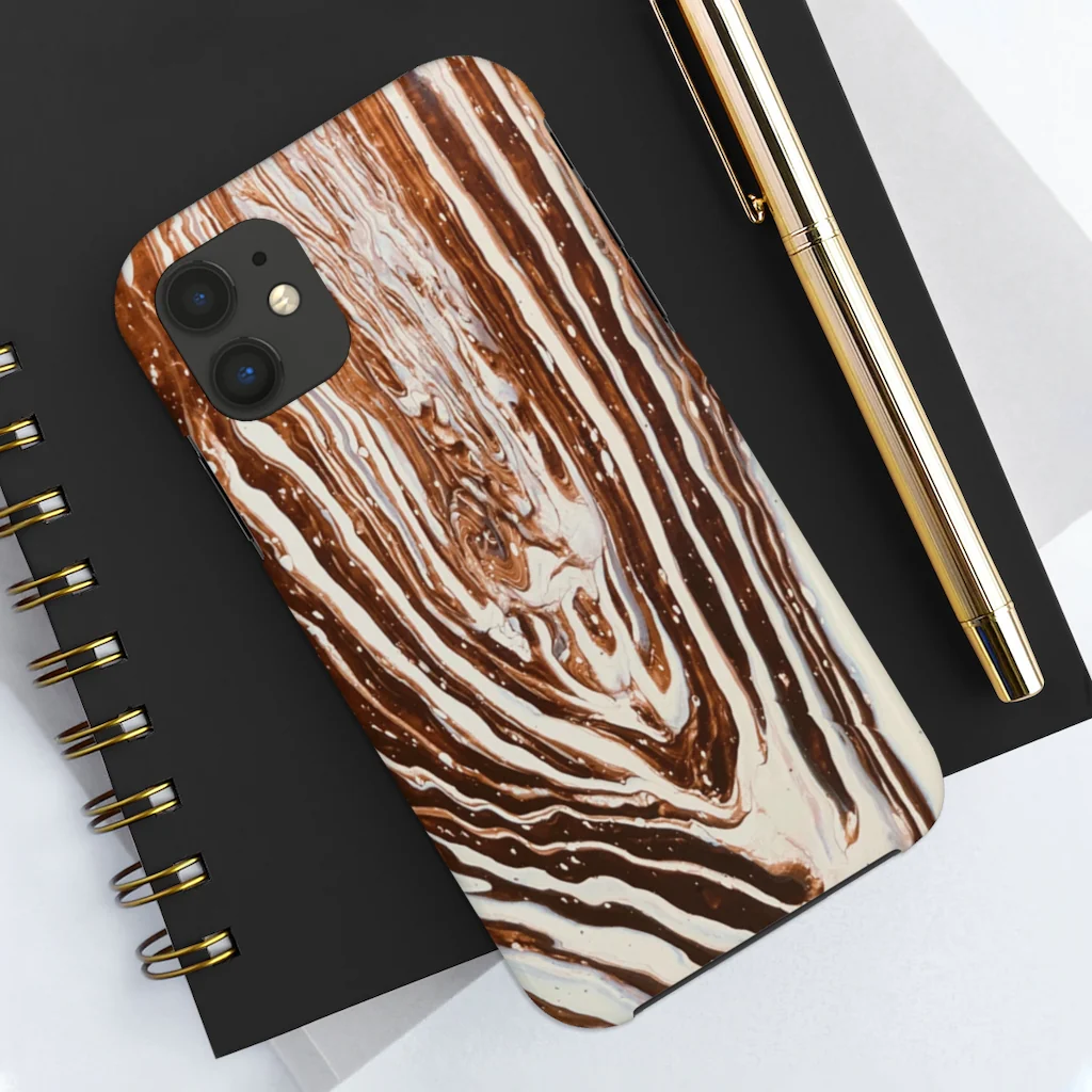 Coffee & Cream Acrylic Pour Cell Phone Case - Image 8